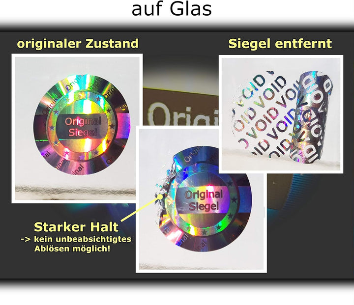 1000 Stk - 3D Hologramm Original-Siegel 25mm silber glänzend - Sicherheitssiegel, Qualitätssiegel, G