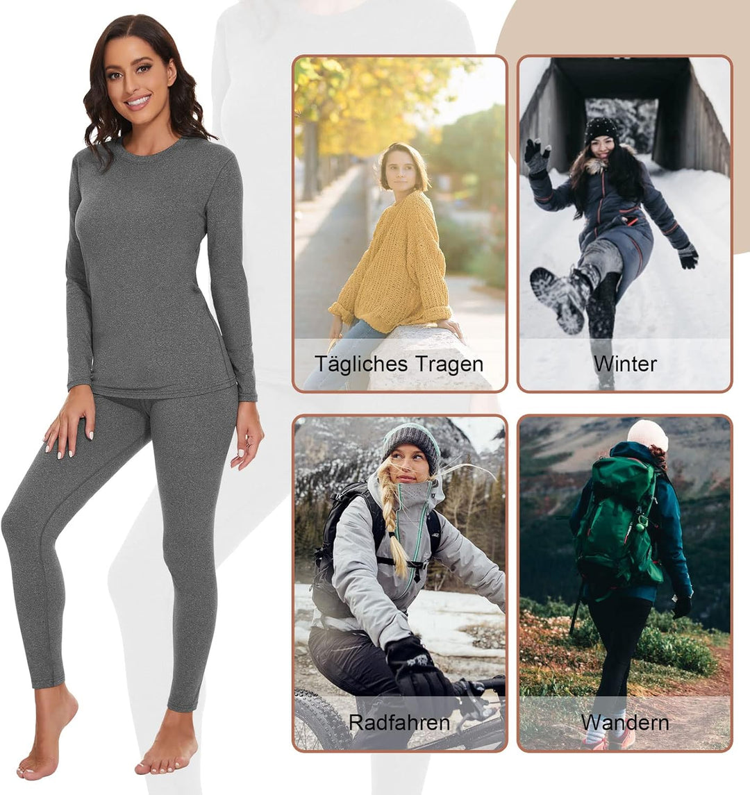 SIHOHAN Damen Thermounterwäsche Set, Warme Unterwäsche gefütterte Long Johns für Damen, Winter Therm
