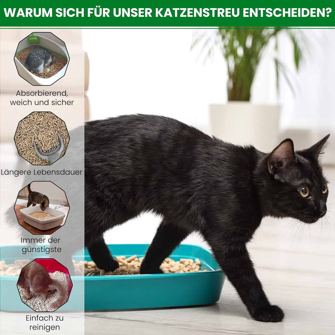 Jelka Holzstreu Katzenstreu 2 x 10KG (20kg - 40L) - Biologisch abbaubare Holzkörner - 100% Natur