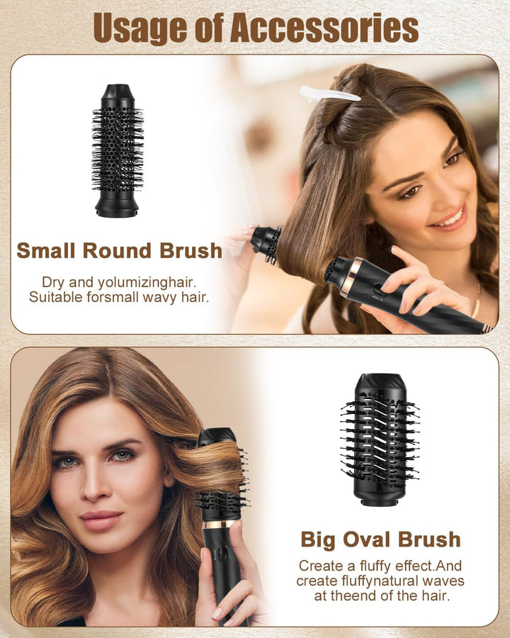 Hairstyler 6 in 1 Air Styler Set Mit 1000W Haartrockner, Rundbürstenföhn, Airflow Lockenstab Automat