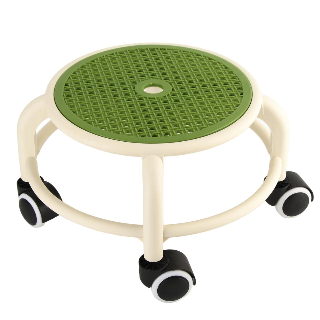 Qcwwy Drehhocker, Stilvoller, Runder, Niedriger Rollhocker für zu Hause, Atmungsaktives Design, Hohe