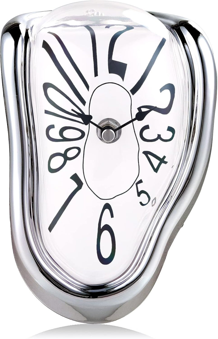 Lafocuse Lautlos Salvador Dali Uhr Silber, Geschmolzene Uhr Ohne Tickgeräusche, Tischuhren Modern Sc