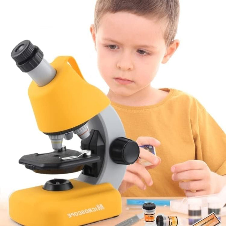 STEM Mikroskop für Kinder Einsteiger Mikroskop mit 40x - 1200x Vergrösserung Kindermikroskop LED-Lic
