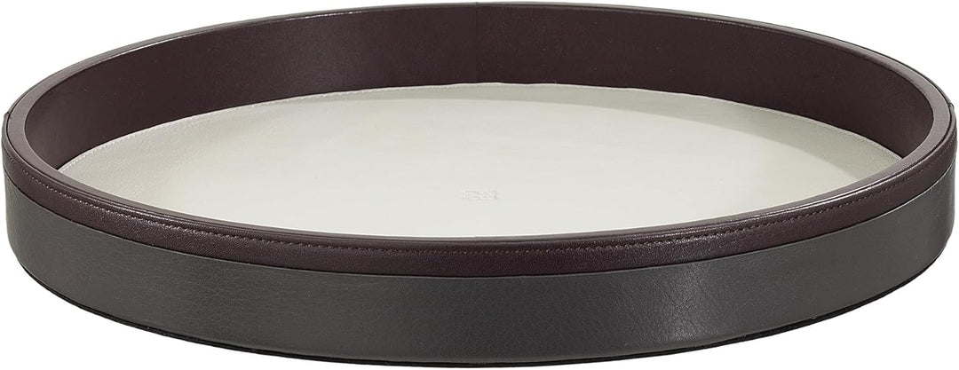 DuDu Rundes Serviertablett aus Leder, 32 cm. Mehrfarbiges Aufbewahrungstablett für zu Hause oder für