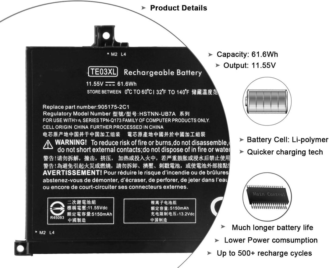 TE03XL Laptop Batterie Ersatz für HP Pavilion 15 Omen 15-BC000 15-BC015TX BC400NA BC006NA BC411TX BC