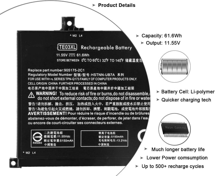 TE03XL Laptop Batterie Ersatz für HP Pavilion 15 Omen 15-BC000 15-BC015TX BC400NA BC006NA BC411TX BC