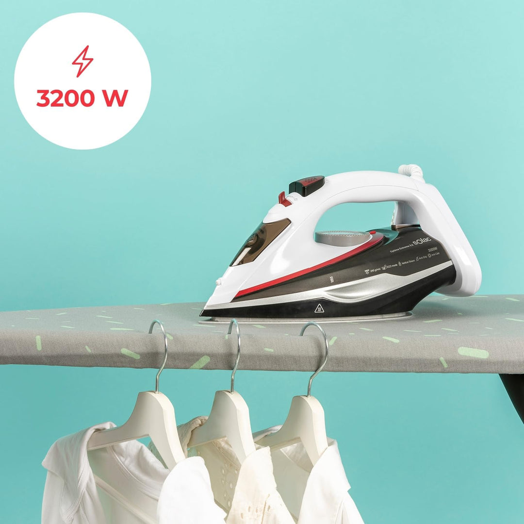 Solac – Optima Extreme 3.2 Dampfbügeleisen | 3200 W | Dampfstoss 240 g/min | Bi-Flow Steam Sohle | A