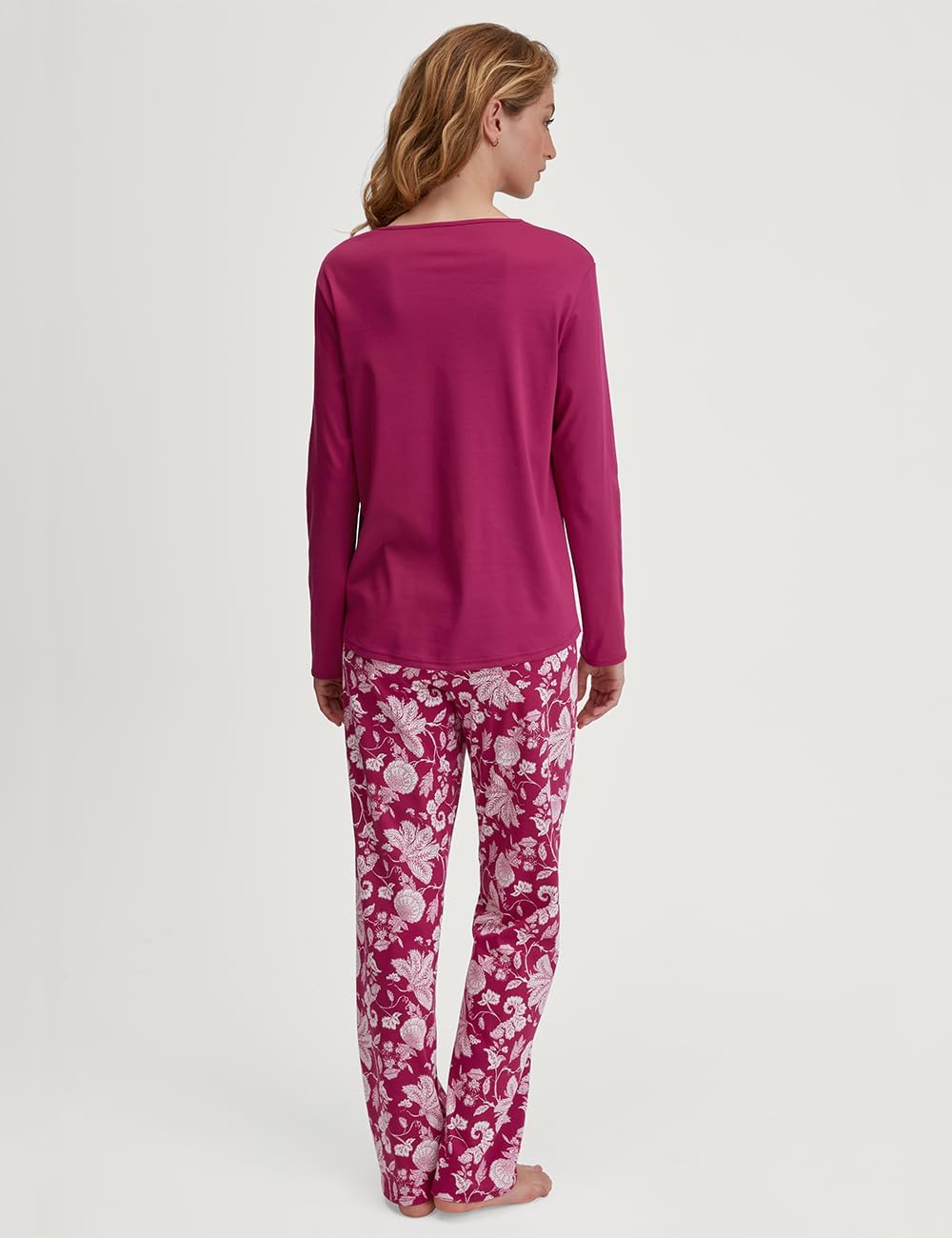 CALIDA Sweet Dreams Bündchen-Pyjama Damen | Schlafanzug aus 100% Baumwolle, Hose mit stoffbezogenem