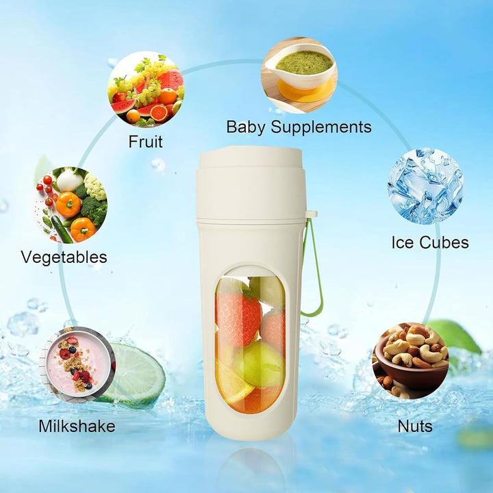 Smoothie Maker to Go, 450ml Tragbarer Mixer, Portable Blender mit 12-Klingen Edelstahl, Mini Mixer f