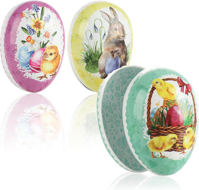 com-four® 3X Osterei zum Befüllen - Fülleier für Ostern - Osterei mit süssen Oster-Motiven - Osterde