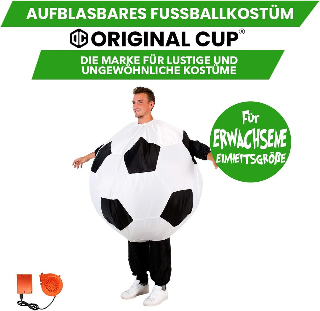 Aufblasbares Kostüm Fussball Soccer | Ausgefallenes Auflbaskostüm | Premium Qualität | Grösse Erwach
