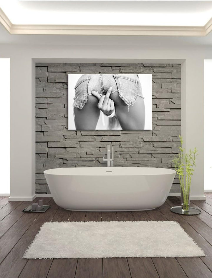 Pixxprint Frau in sexy Pose als Leinwandbild/Grösse: 100x70 / Wandbild/Kunstdruck/fertig bespannt, 1