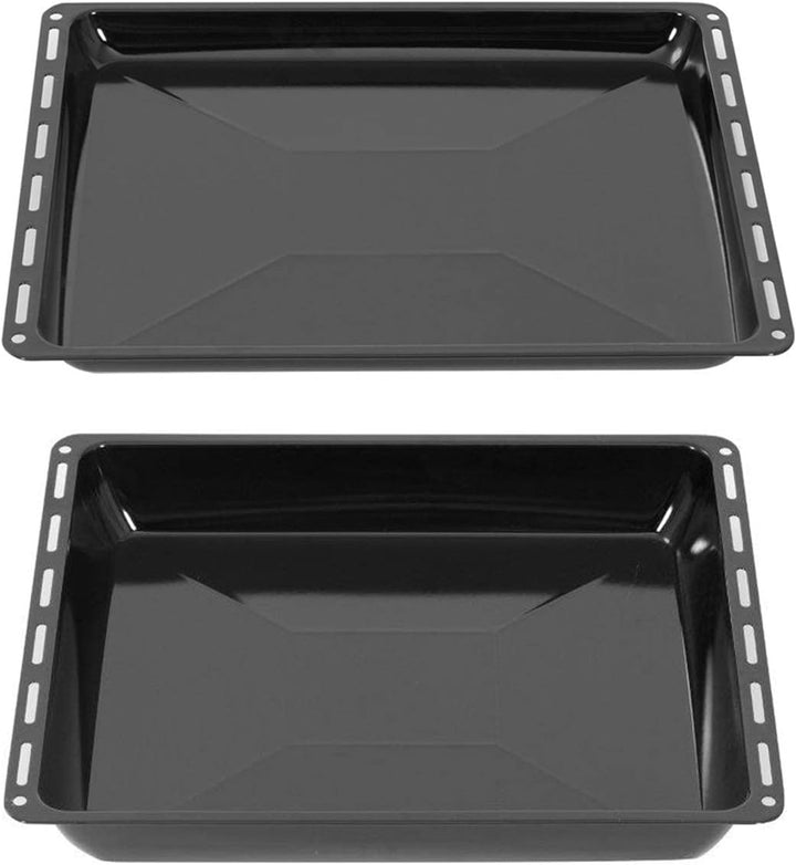 ICQN Fettpfanne 445 x 375 mm 25 und 50 mm, 2er Emailliert Backbleche Set, Passend für Whirlpool, Ign
