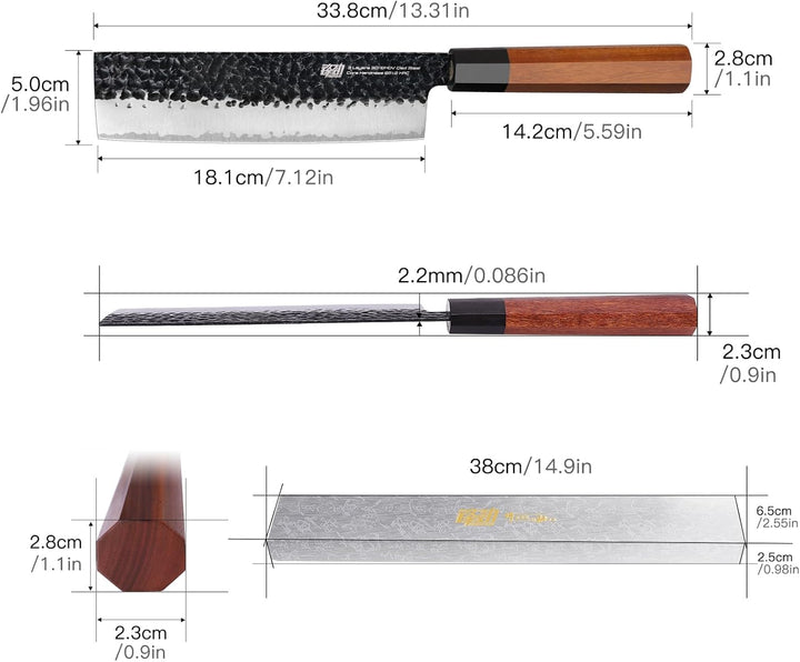 FINDKING Dynasty Serie Japanisches Nakiri-Messer, Profi-Gemüseschneider, Klinge aus 9Cr18MoV-Stahl m