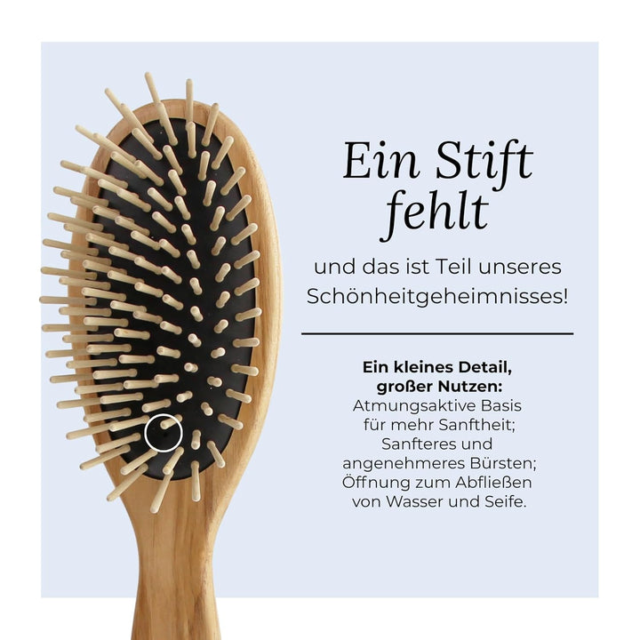 TEK - Grosse ovale Eschenholzbürste, handgefertigt in Italien, mit kurzen Zähnen, universell für all