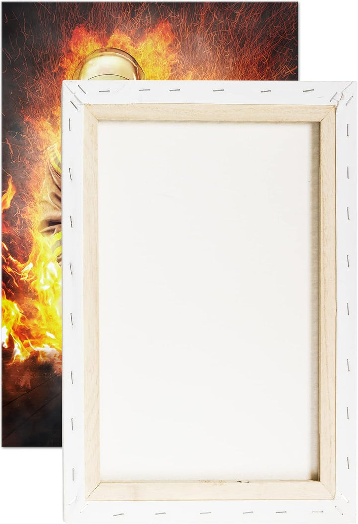 deyoli Feuerwehrmann im Einsatz Format: 100x70 als Leinwandbild, Motiv fertig gerahmt auf Echtholzra