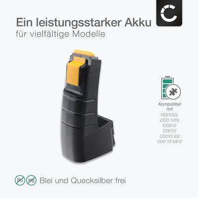 CELLONIC® Ersatz Akku für FESTOOL CCD 12FX,CCD12,CDD12, CDD12 ES, CDD 12 ES-C Ersatzakku BP 12 C, BP