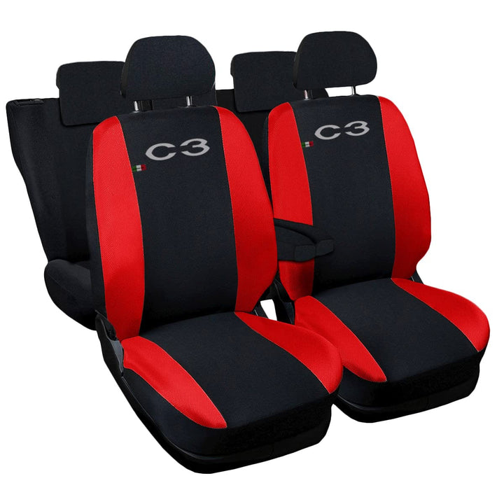 Lupex Shop Sitzbezüge Citroen C3 zweifarbig schwarz – rot