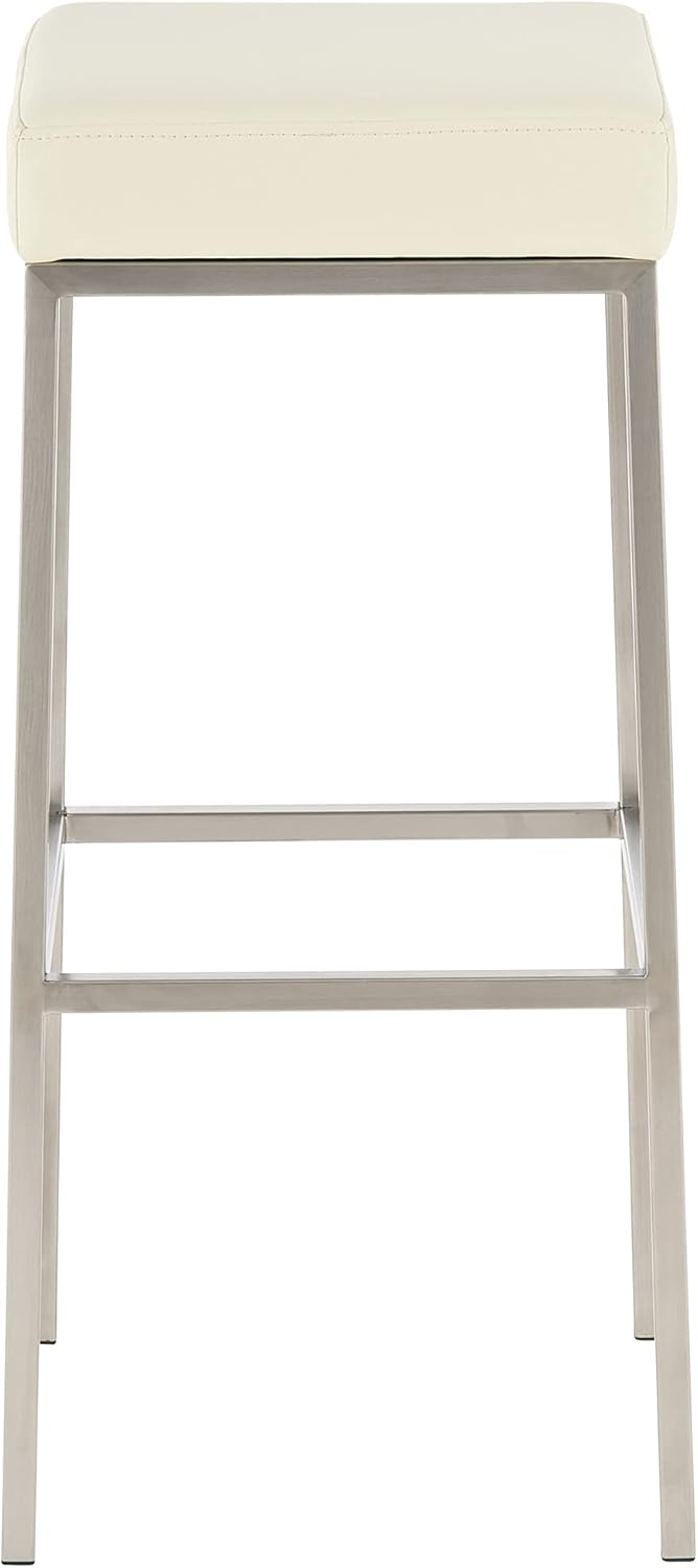 CLP 2er Set Barhocker Montreal Kunstleder I Gepolsterte Stühle Für Bartresen, Farbe:Creme, Gestell F