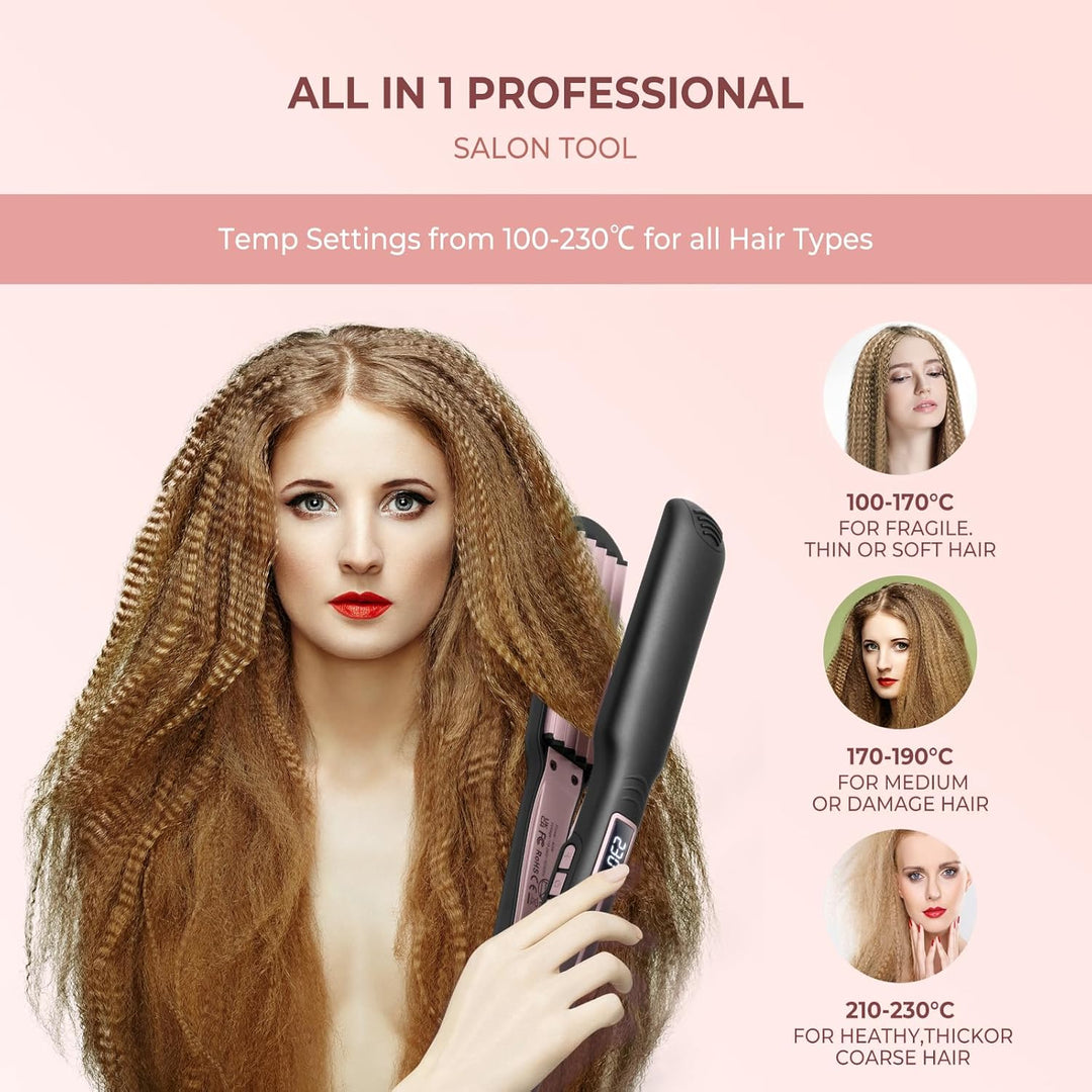 OKWRAP Kreppeisen Für Die Haare, PTC Ceramic Kreppeisen Für Volumizing Haar, Crepe Eisen Haare,krepp