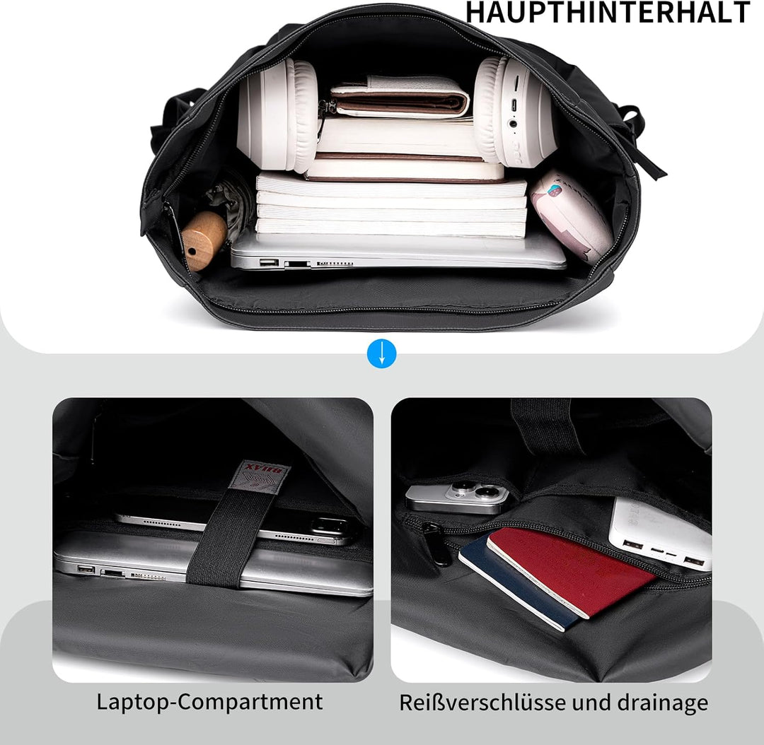Rolltop Rucksack Damen Herren Grosser Laptop Rucksack Wasserdichter mit Computerfach 16 Zoll Rucksäc