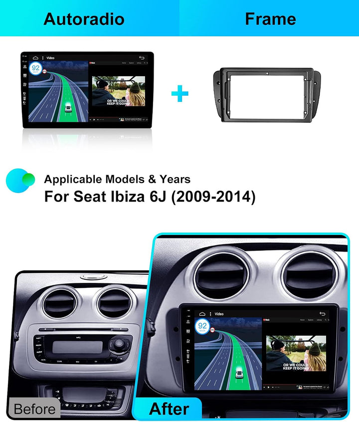 [2G+64G] 9 Zoll Autoradio für Seat Ibiza 6J (2009-2014) GPS Navigation - Wireless CarPlay Android Au