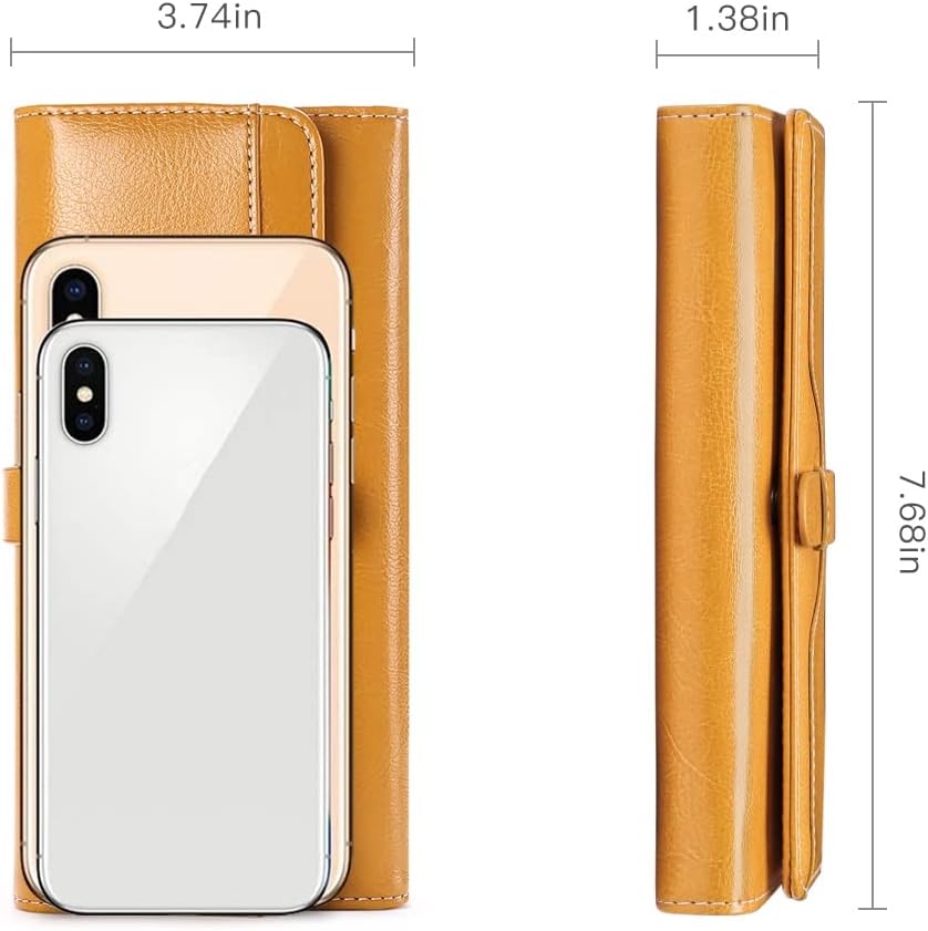 SENDEFN Portemonnaie Damen Gross, RFID-Blockade Damen Geldbörse, Grosse Leder Geldbörse für Damen mi