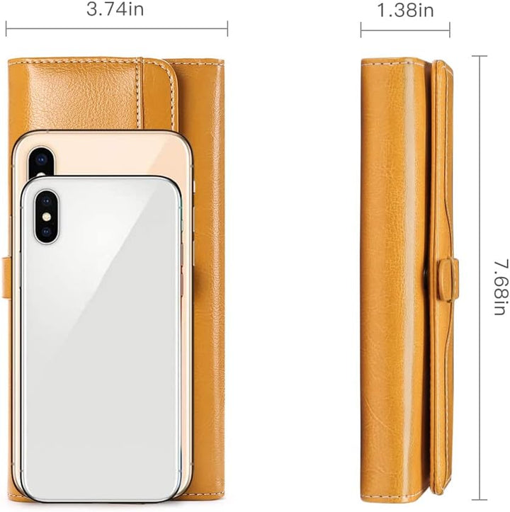 SENDEFN Portemonnaie Damen Gross, RFID-Blockade Damen Geldbörse, Grosse Leder Geldbörse für Damen mi