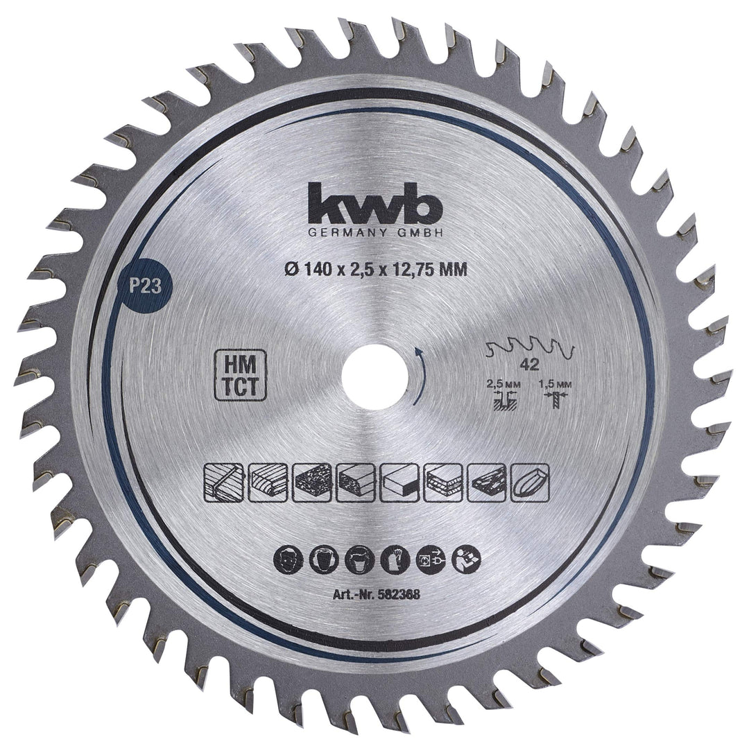 kwb Kreissägeblatt 140 x 12,75 mm, sehr feiner Schnitt, Sägeblatt geeignet für Arbeitsplatten, Holz