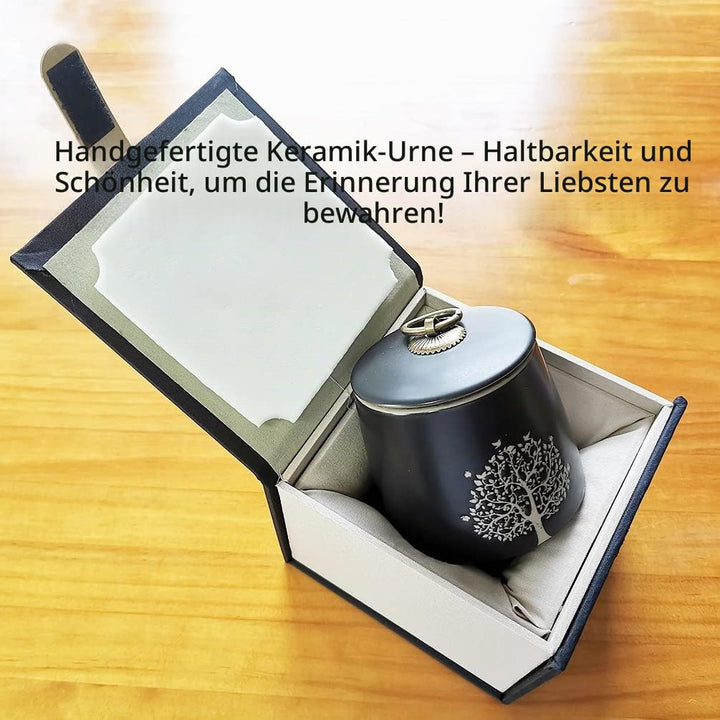Kleine Urnen für menschliche Asche Erwachsene Männlich Weiblich Baum des Lebens Schwarz Dekorative U