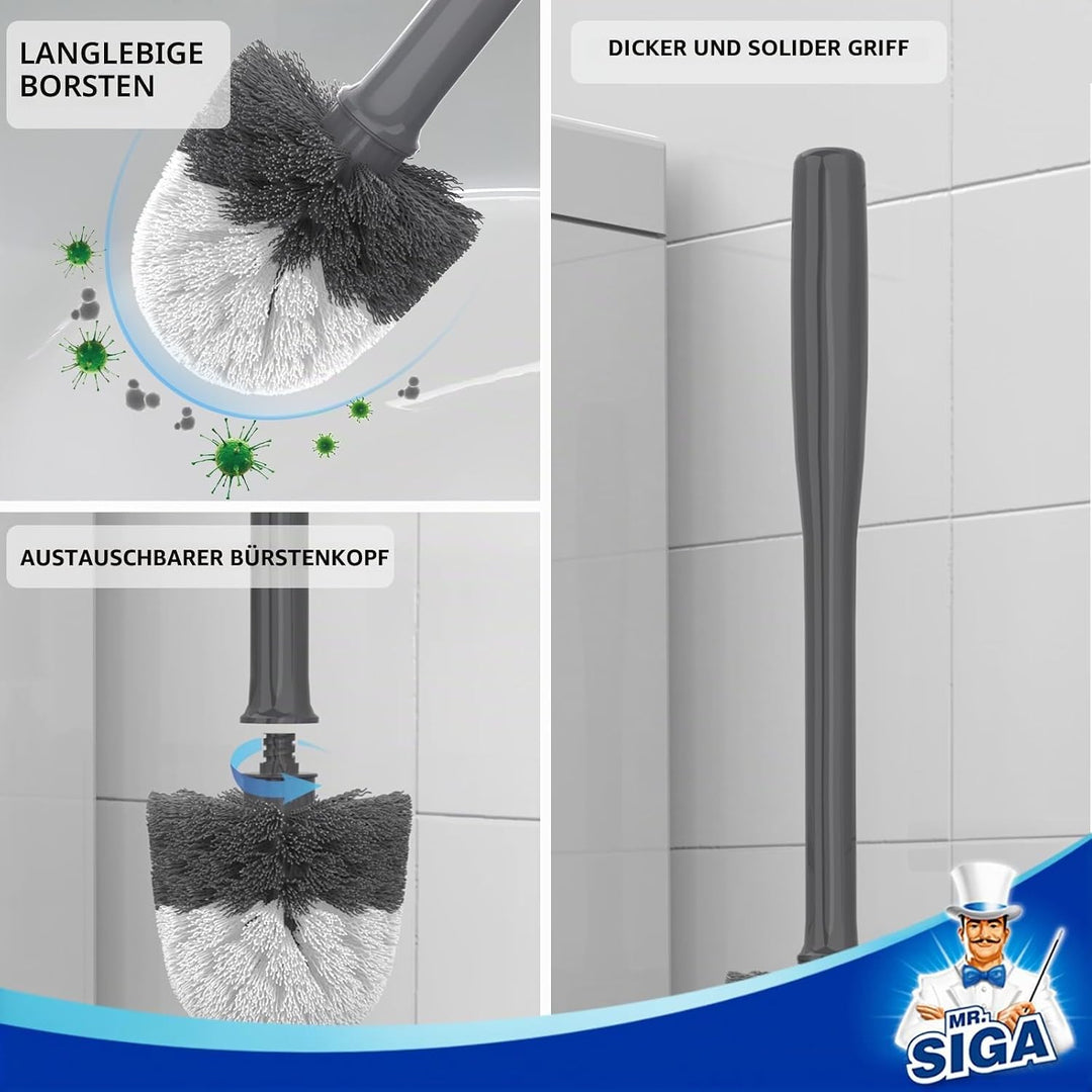 MR.SIGA Toilettenbürste WC Bürste und Halter mit schnell trocken Behälter und festem Griff, Premium