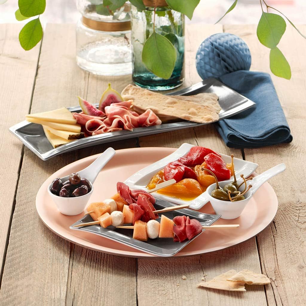 Villeroy und Boch NewWave Stone Antipasti-Teller, 45 x 15 cm, Premium Porzellan, Grau Grau 42x15cm,