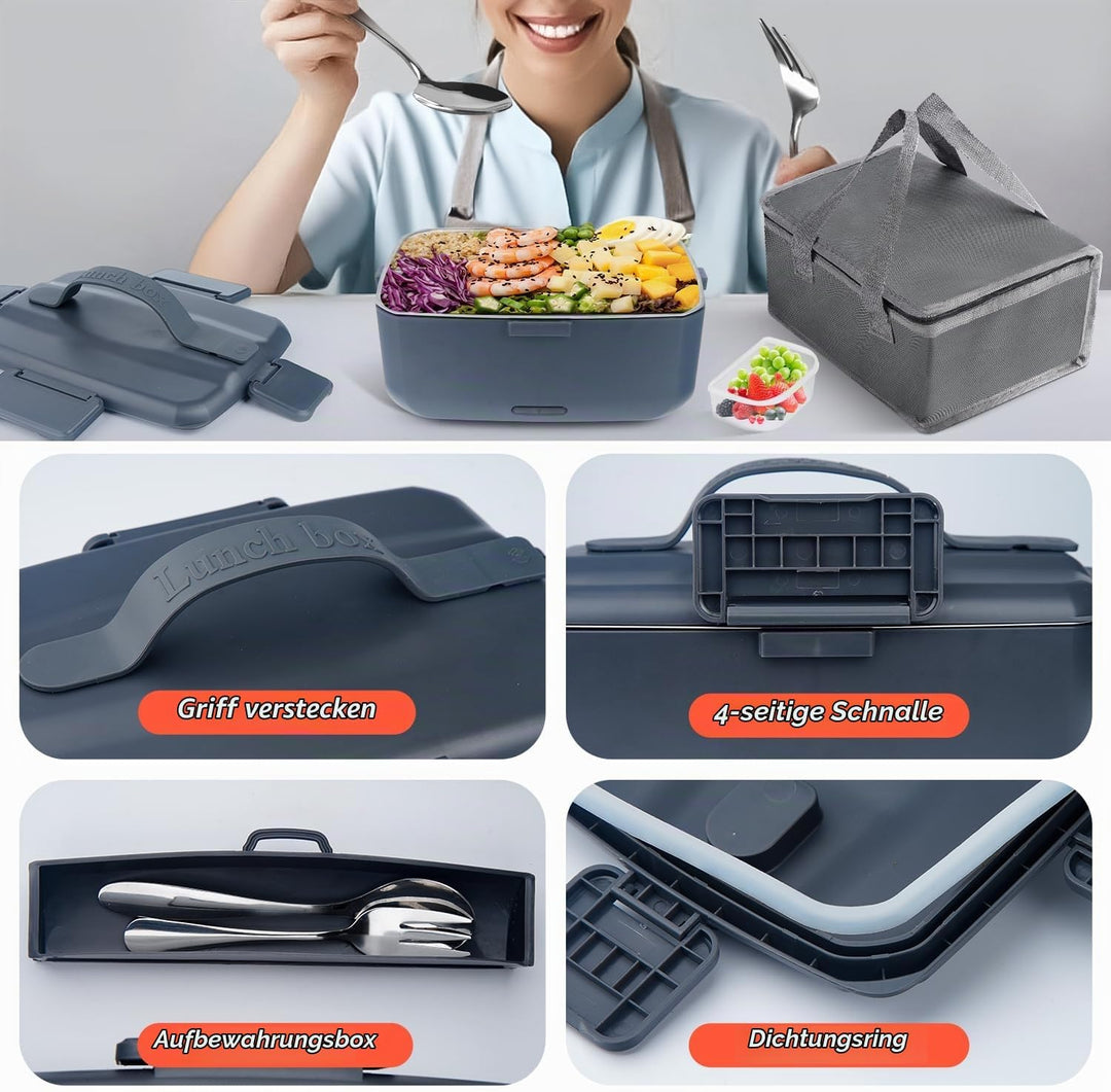Grosse Elektrische Lunchbox 90 W, 3-in-1 Lunchbox Erwachsene für Edelstahl, 12 V/24 V/220 V für Auto