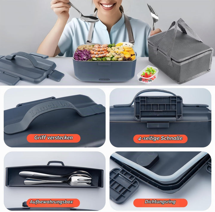 Grosse Elektrische Lunchbox 90 W, 3-in-1 Lunchbox Erwachsene für Edelstahl, 12 V/24 V/220 V für Auto