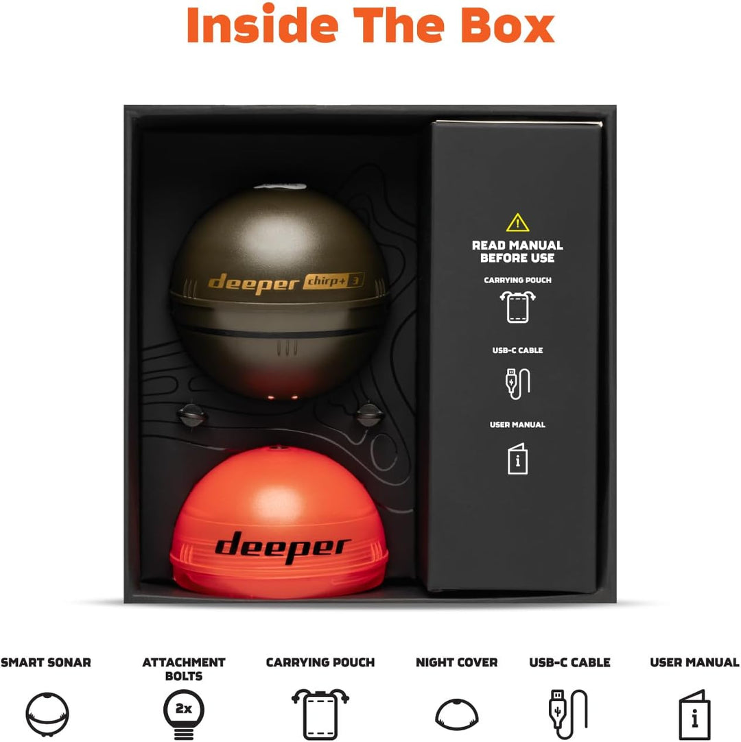 Deeper Chirp+ 3 Castable GPS Sonar - Tragbarer Fisch- und Tiefenfinder zum Bootsangeln, Eisangeln, U