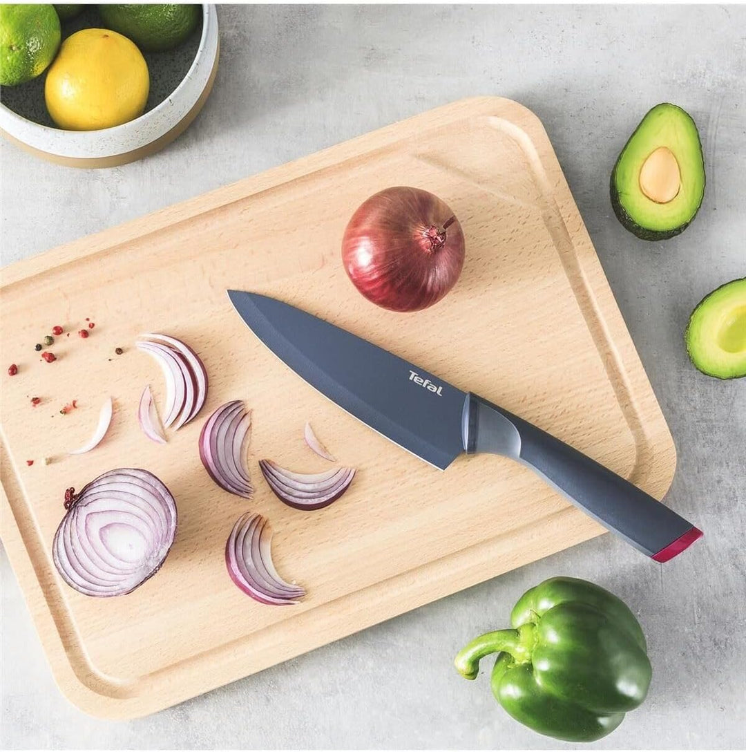 Tefal Fresh Kitchen Holzblock mit 5 Messern (Schäler 9 cm, Utility 12 cm, Chef 15 cm, Schneide 20 cm