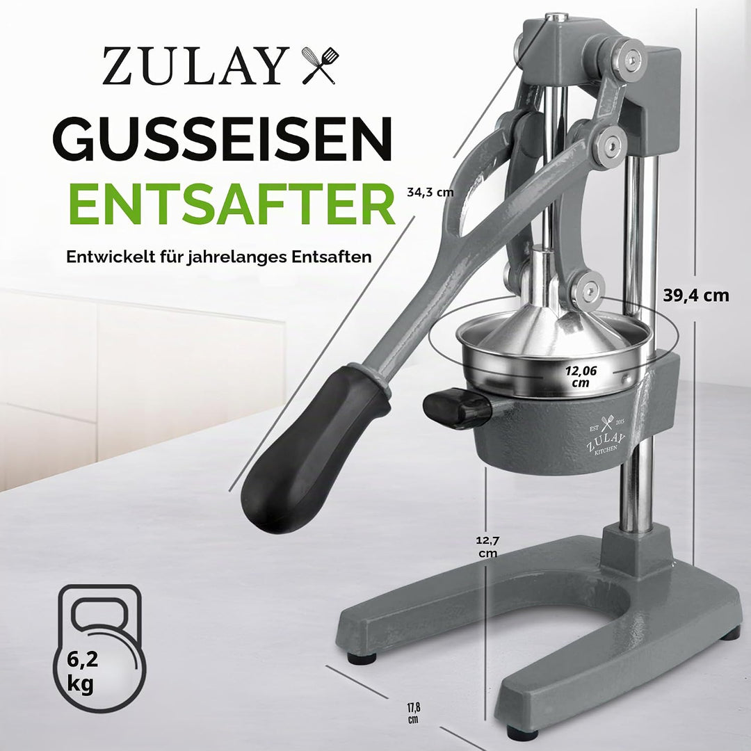 Zulay Kitchen Orangensaftpresse aus Gusseisen, robust, leicht zu reinigen, professionelle Zitruspres