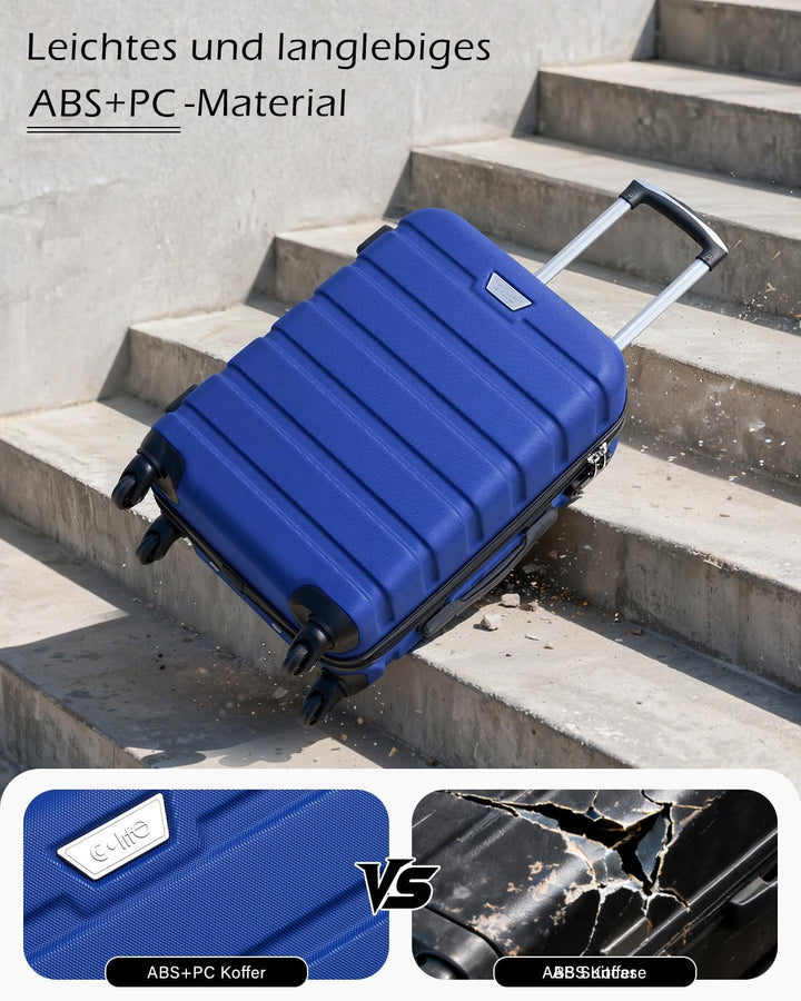 COOLIFE Koffer Gross 77cm XL, PC+ABS, Rollkoffer mit 360° Spinner Räder | TSA Zahlenschloss, Leicht