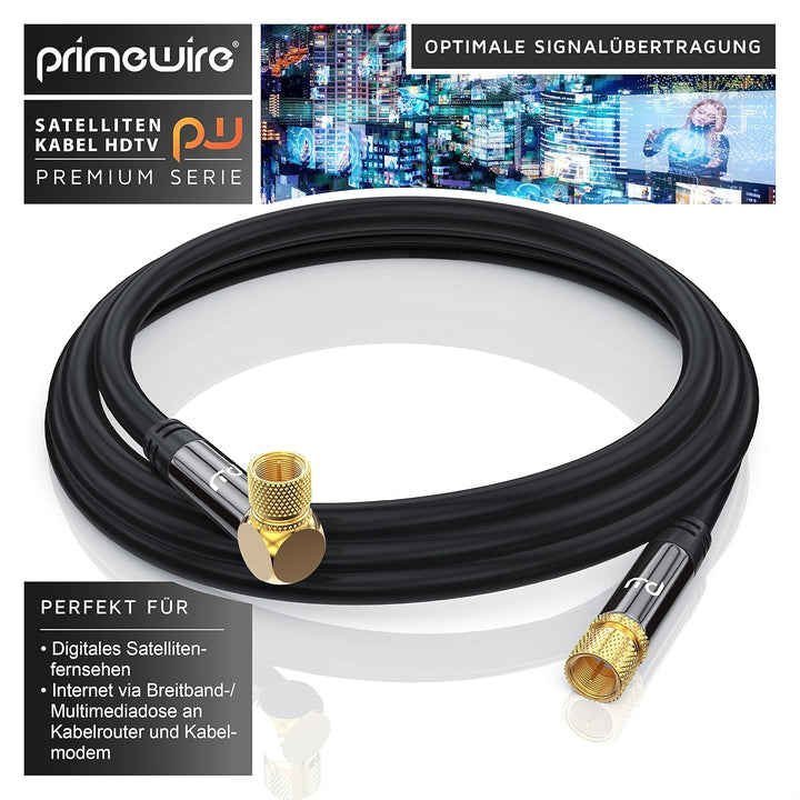 CSL - 12,5m 135dB 8k 4k HDTV Satellitenkabel 75 Ohm 90° gewinkelt, Premium SAT Antennenkabel, DVB-S,