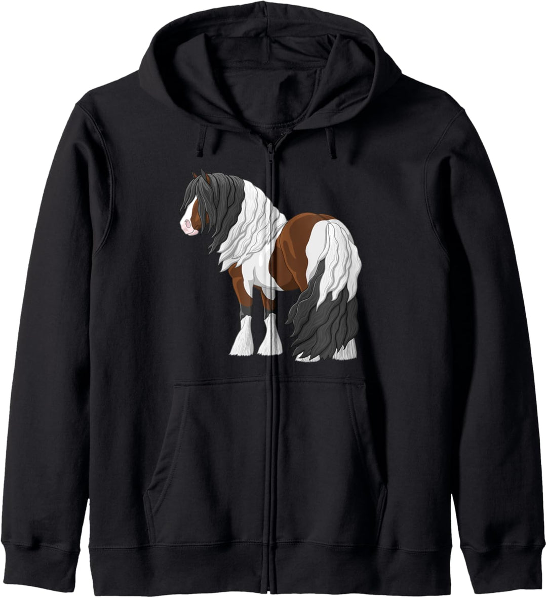 Hübsches braun-weiss schecke Gypsy Vanner Tinker Zugpferd Kapuzenjacke