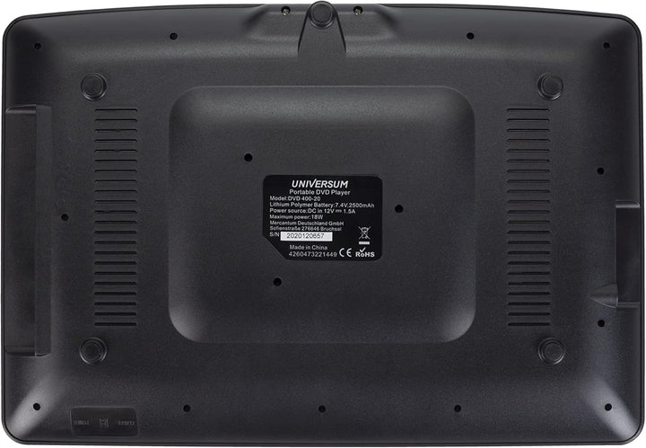 UNIVERSUM tragbarer 15.6' DVD-Player Auto DVB-T2 und 12 Volt Adapter DVD 400-20