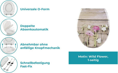 Calmwaters® WC Sitz Blumen-Motiv Wild Flower mit doppelter Absenkautomatik, antibakteriell, abnehmba