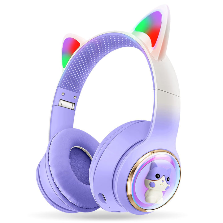 AXFEE Kinder-Kopfhörer, 5.3 Bluetooth Over-Ear mit LED-Leuchten, Lautstärke Begrenzt 105 dB, Stereo