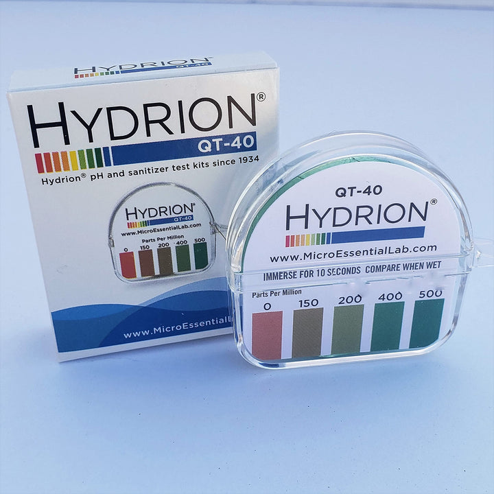 Hydrion QT-40 Quaternäres Desinfektionsmittel-Testband, 4,6 m Rolle, Quat-Farbdiagramm, 0-500 ppm Re