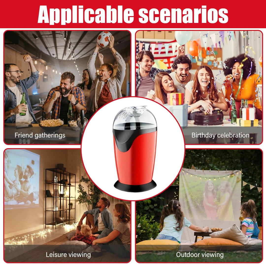 Heissluft Popcornmaschine, 1200W Mini Heissluft Popcorn Maker Ohne Öl Fett, 3 Min Schnellstart, One-