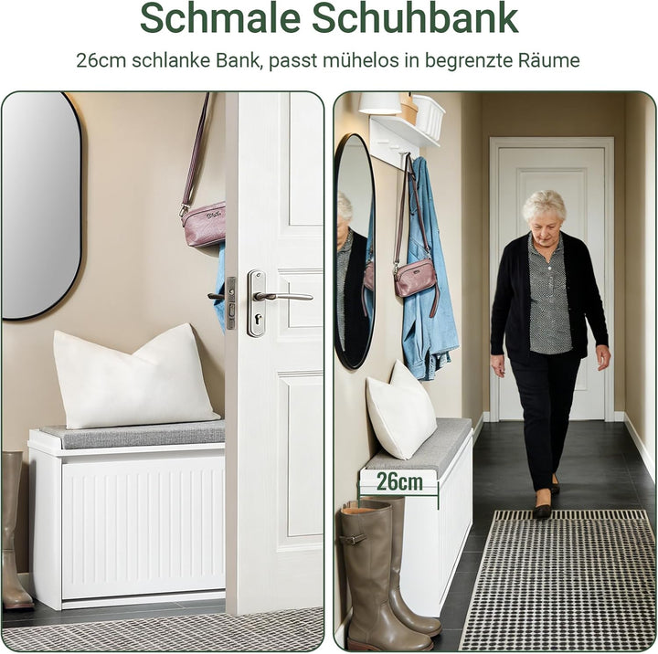 SoBuy Schuhschrank Schuhbank mit Sitzfläche, Schuhregal mit Stauraum, Klappe, Sitzkissen, bis 155 kg