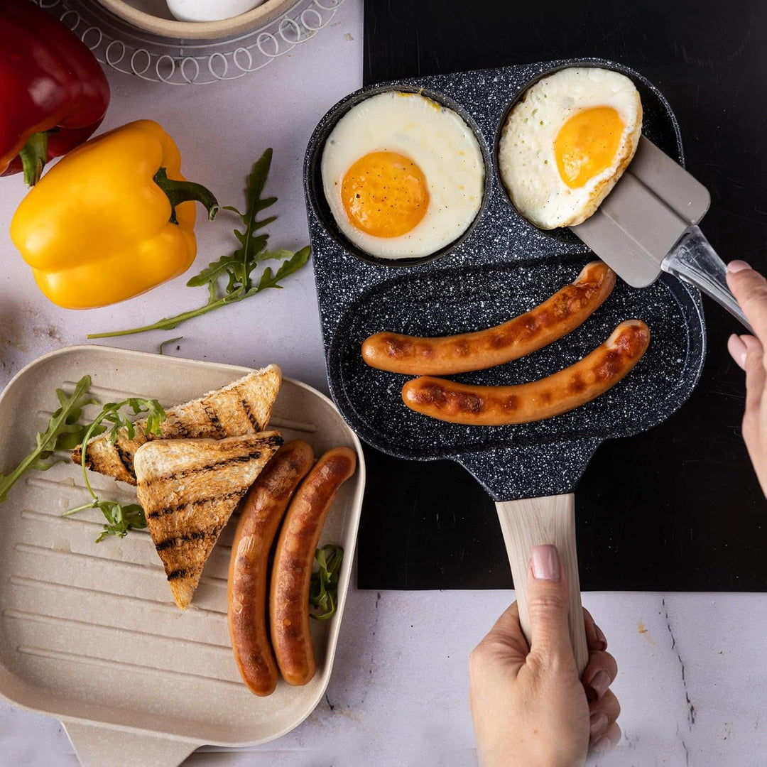 Klausberg Pfannkuchenpfanne Bratpfanne mit Marmorbeschichtung 3-in-1 18 cm für Eier, Pfannkuchen, Pa