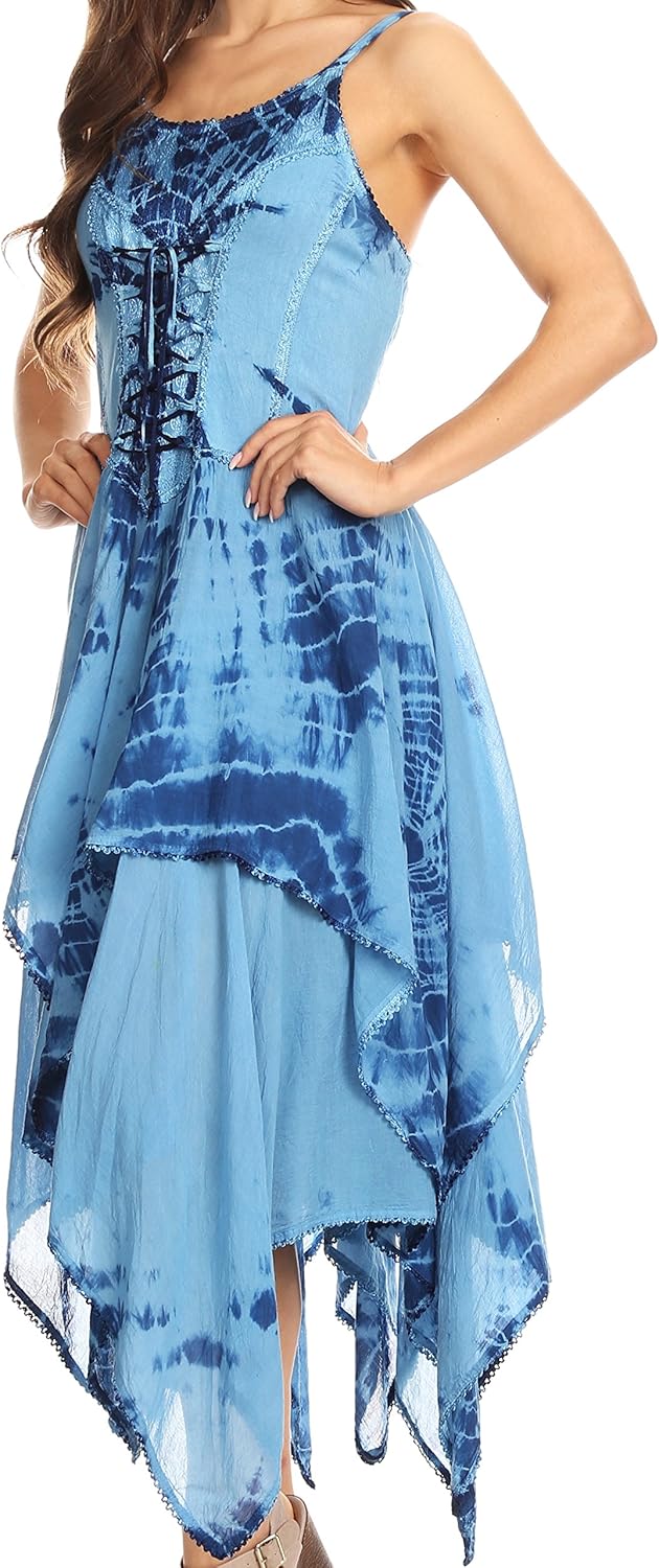Sakkas Annabella Korsett Mieder Taschentuch Saum Kleid, Einheitsgrösse Blau