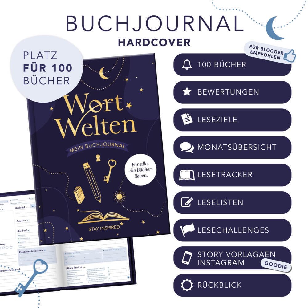 Wort Welten: Buchjournal XXL - Lesetagebuch & Buchjournal für 100 Bücher | Buchtagebuch für Blogger