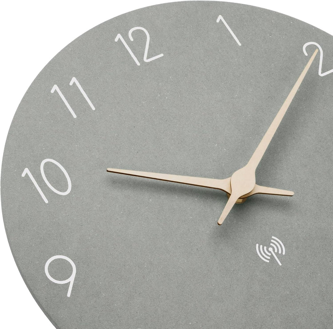Wanduhr Funk MDF Holz Wanduhr Ohne Tickgeräusche Lautlos 25cm Quarz Batterie Gross Einfach zu Lesen